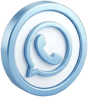 Blue WhatsApp logo with a phone inside a chat bubble, used as a contact button