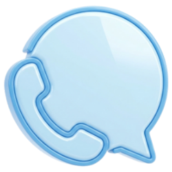 Blue chat bubble with a phone receiver, representing a call/contact action
