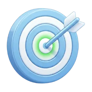 Bullseye target icon with an arrow hitting the center, symbolizing hitting a goal or achieving an objective.